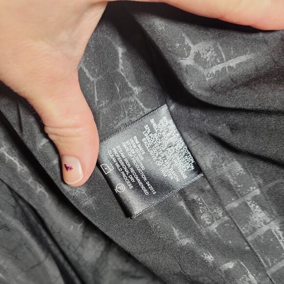 Sam Edelman Black Jacket Coat Long, Alligator Print Lining, Knit Collar, XS - Picture 15 of 15